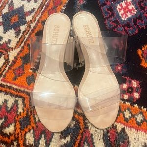 Schutz nude block heels